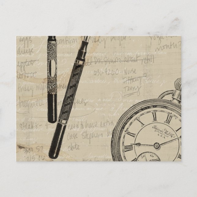 Fountain Pens and Watchface with Notes (Front)