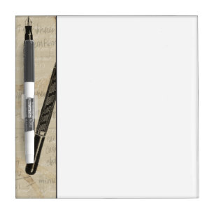 Fountain Pens and Watchface with Notes Dry-Erase Board