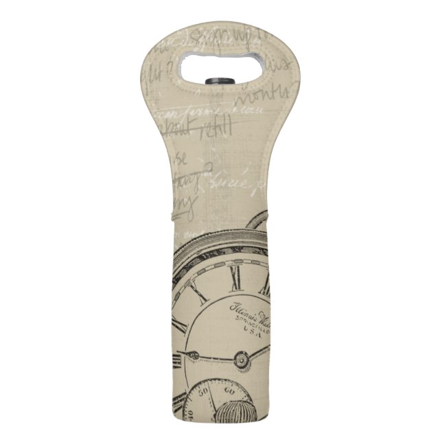 Fountain Pens and Watchface with Notes Wine Bag (Back)