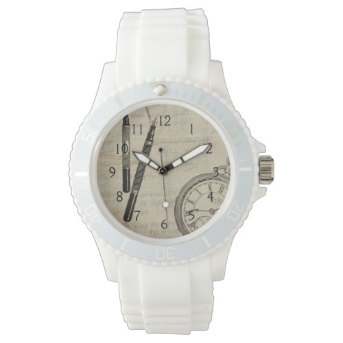 Fountain Pens and Watchface with Notes Wristwatch