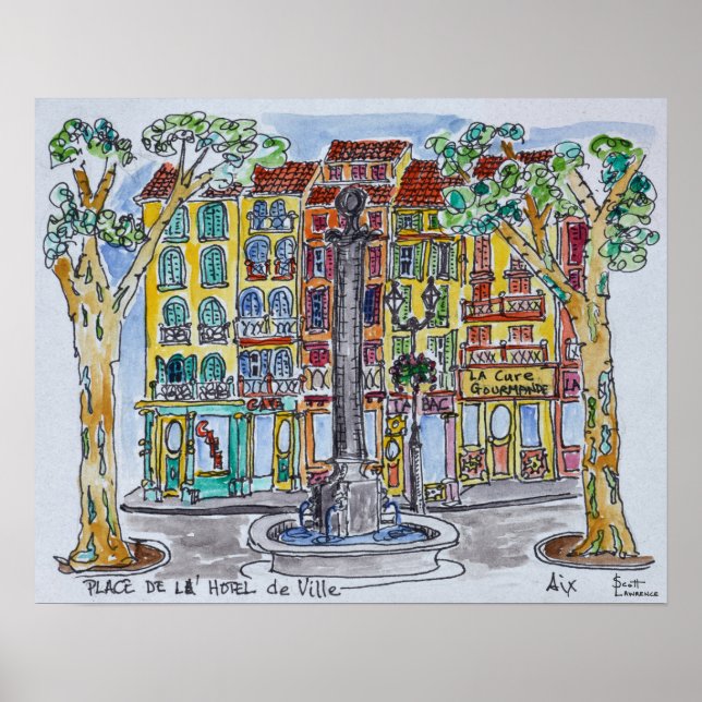 Fountain Place de L'Hotel de Ville Poster (Front)