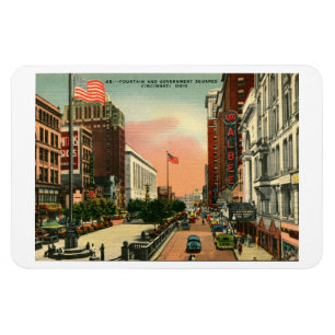 Fountain Square, Cincinnati, Ohio Vintage Postcard Magnet