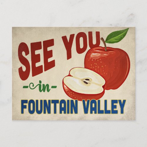 Fountain Valley California Apple _ Vintage Travel Postcard