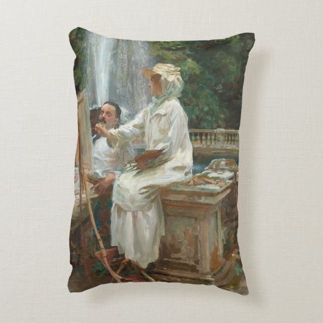 Fountain Villa Torlonia Frascati, Italy by Sargent Accent Pillow (Back(Vertical))
