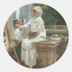 Fountain Villa Torlonia Frascati, Italy by Sargent Classic Round Sticker
