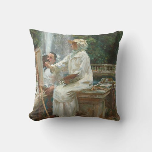 Fountain Villa Torlonia Frascati Italy by Sargent Throw Pillow