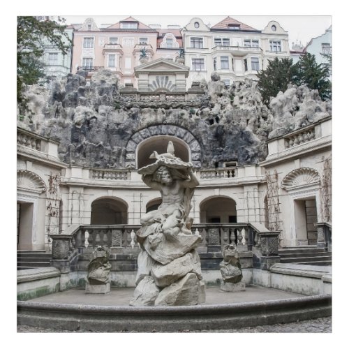 Fountain with Neptune statue in Prague Acrylic Print