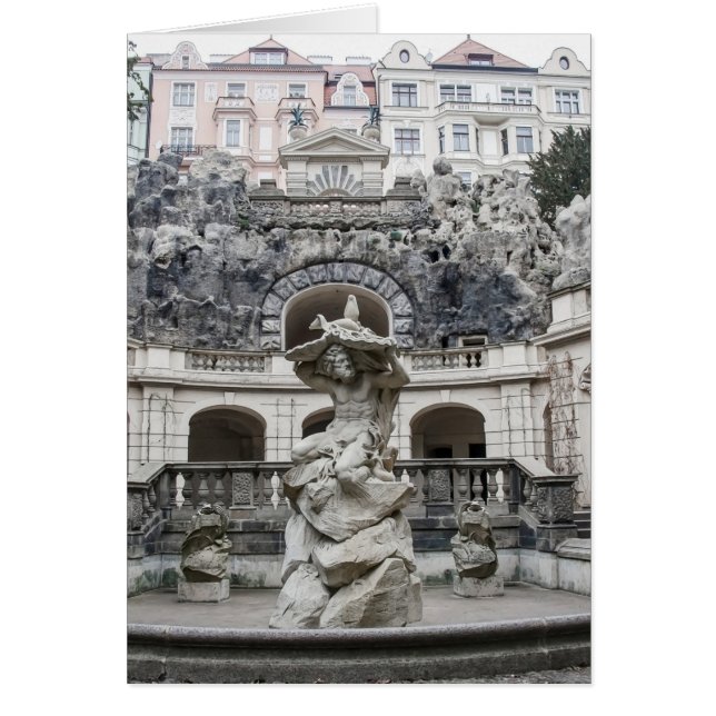 Fountain with Neptune statue in Prague Cards (Front)