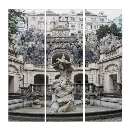 Fountain with Neptune statue in Prague Triptych