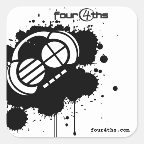 Four4ths  Black Blotter stickers Square Sticker