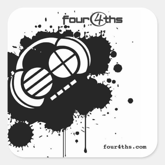 Four4ths :: "Black Blotter" (stickers) Square Sticker (Front)