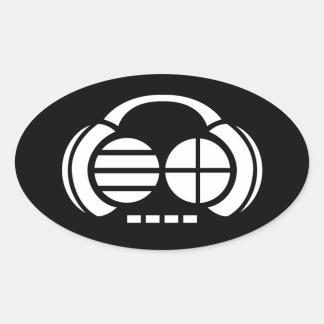 Four4ths (Oval Sticker) - White Logo on Black Oval Sticker (Front)