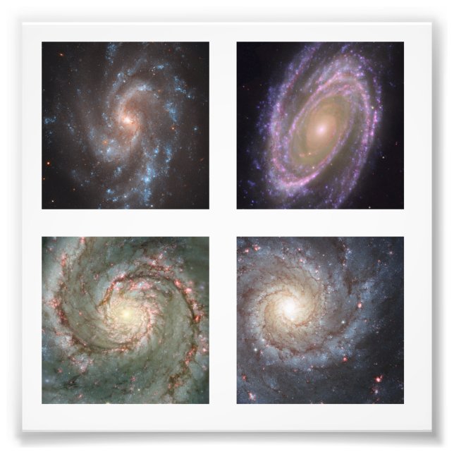 Four 2-inch Square Spiral Galaxies Photo Print (Front)
