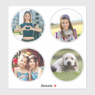 Four 3.5" Circle Family Photos Sticker