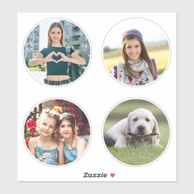 Four 3.5" Circle Family Photos Sticker (Sheet)