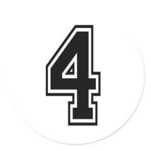 Four 4 Black Sports Font Classic Round Sticker