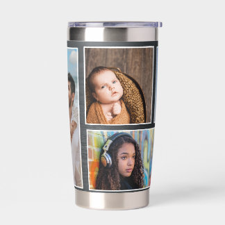Four 4 Photo Custom Tumbler Metal look