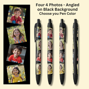 Four 4 Square Photos Angled on Black on Black Pen