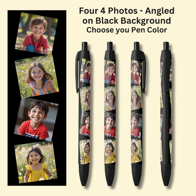 Four 4 Square Photos Angled on Black on Black Pen (Creator Uploaded)