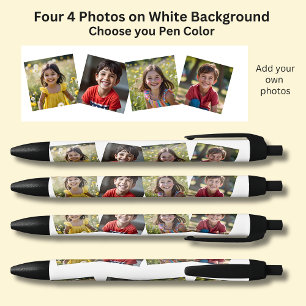 Four 4 Square Photos on White on Black Pen