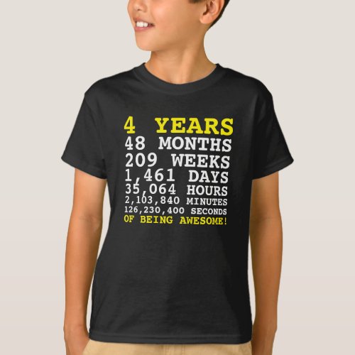 Four 4 Years of Being Awesome 4th Birthday T_Shirt