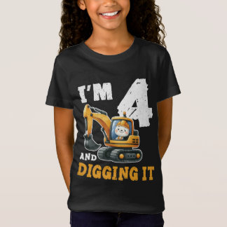 Four 4yr 4th Birthday Construction Boy 4 Years Old T-Shirt