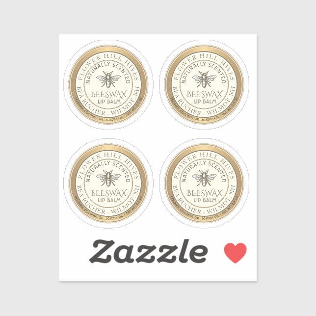Four 7/8" Beeswax Lip Balm Labels Waterproof (Sheet)