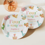 Four A-Saurus Dinosaur 4th Fourth Birthday Party Paper Plates<br><div class="desc">This is a Four A-Saurus Dinosaur 4th Fourth Birthday Party Paper Plates!</div>