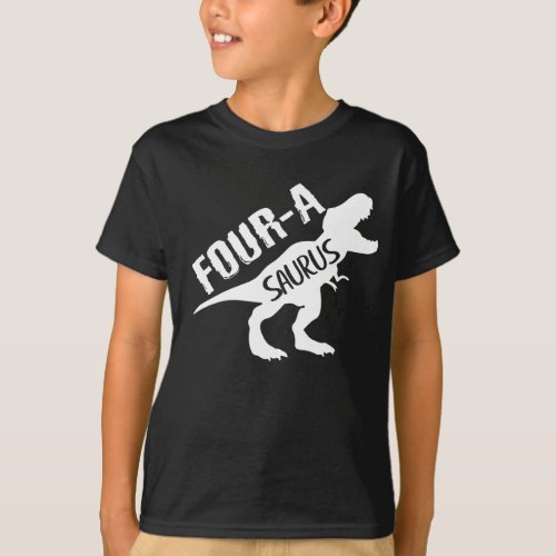 Four_A_Saurus Dinosaur 4th Fourth Birthday T_Shirt
