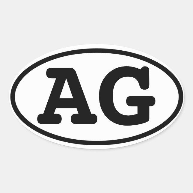 FOUR Aargau Canton "AG" Abbreviation Oval Sticker (Front)