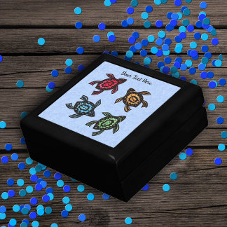 Four Abstract Turtles Brightly Coloured Shells Gift Box