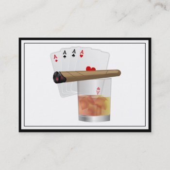 Four Aces  A Drink And A Cigar Business Card by LasVegasIcons at Zazzle