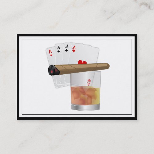 Four Aces A Drink and A Cigar Business Card