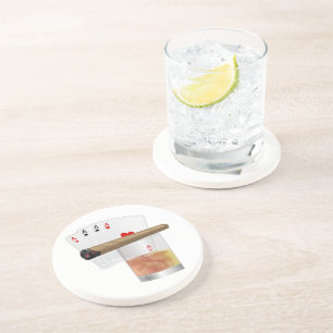 Four Aces, A Drink and A Cigar Coaster