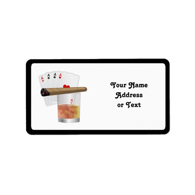 Four Aces, A Drink and A Cigar Label (Front)