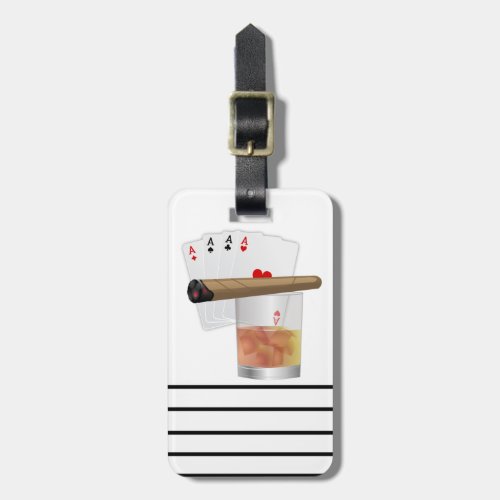 Four Aces A Drink and A Cigar Luggage Tag