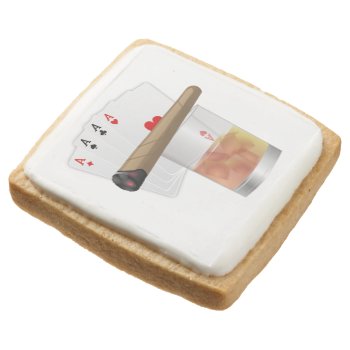 Four Aces  A Drink And A Cigar Square Shortbread Cookie by LasVegasIcons at Zazzle