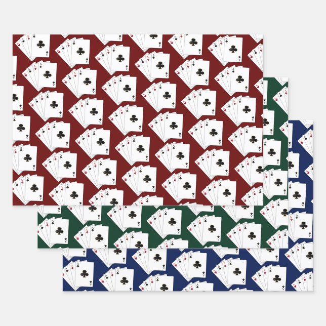 Four Aces Card Shark Collection Wrapping Paper Sheets (Set)