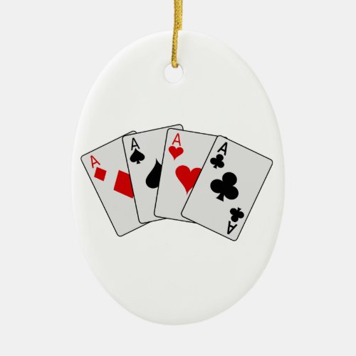 Four Aces Four of a Kind Poker Playing Cards Ceramic Ornament