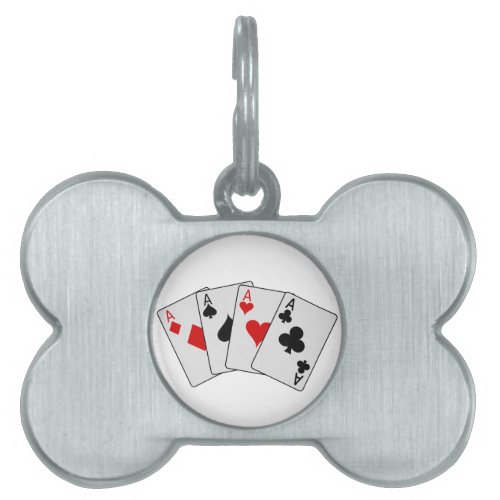 Four Aces Four of a Kind Poker Playing Cards Pet ID Tag