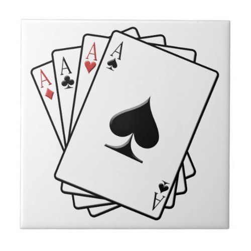 Four Aces Playing Cards Design Ceramic Tile