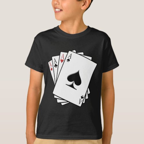 Four Aces Playing Cards Design T_Shirt