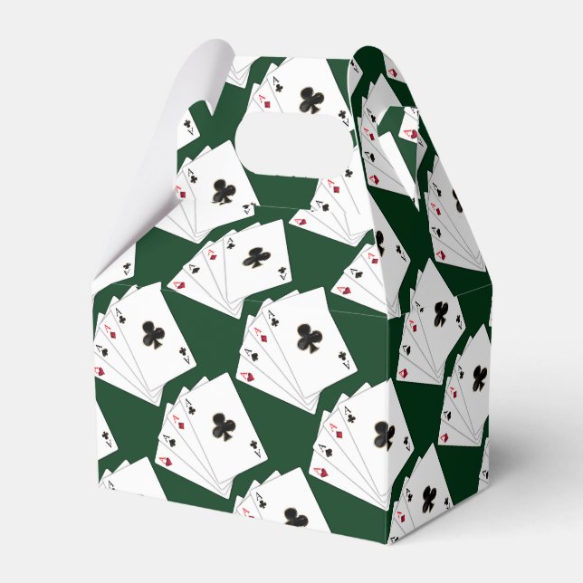 Four Aces Playing Cards Pattern Gable Favor Box (Front Side)