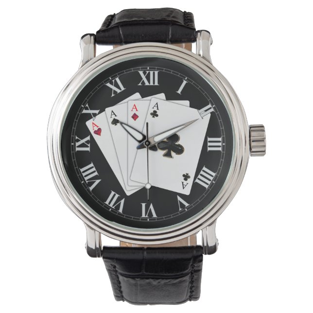 Four Aces Playing Cards Wrist Watch (Front)