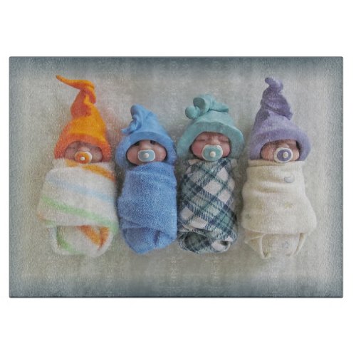 Four Adorable Elf Babies Polymer Clay Cutting Board