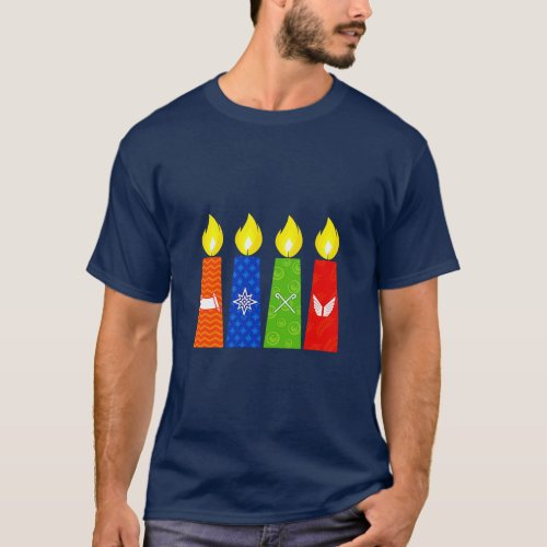 Four Advent candles lit in anticipation of the bir T_Shirt