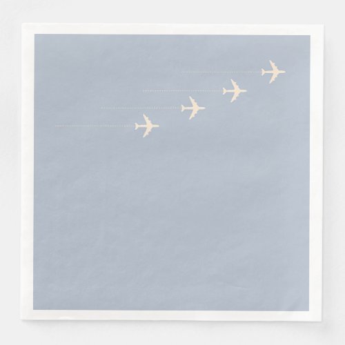 Four Airplanes Flying Through Dusty Blue Sky Paper Dinner Napkins