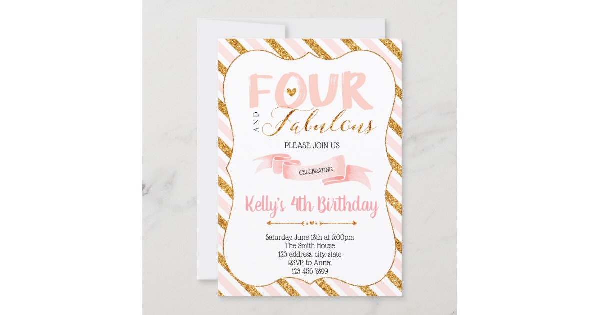 Four and fabulous birthday invitation | Zazzle