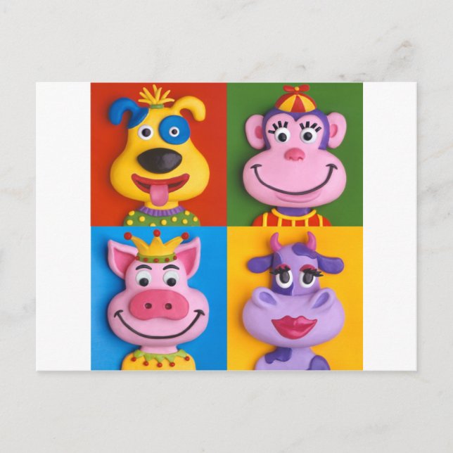 Four Animal Faces Postcard (Front)