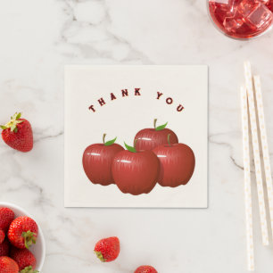 Four Apple Thank You Cocktail Tissues Table Touch Napkins